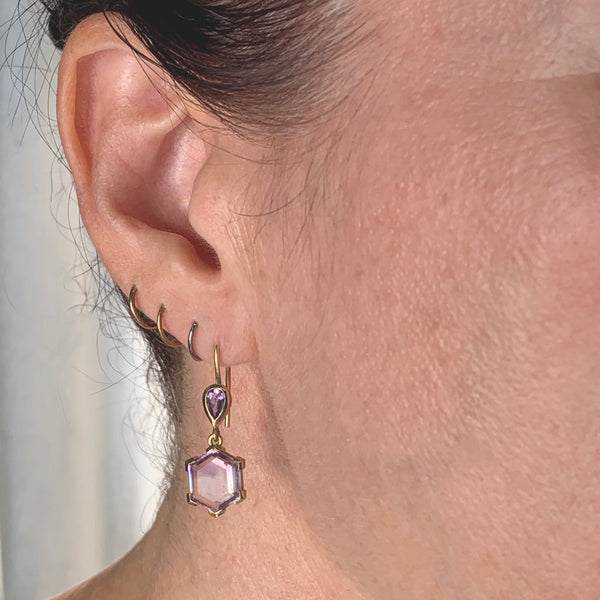 montana amethyst hexagon and amethyst drop earrings