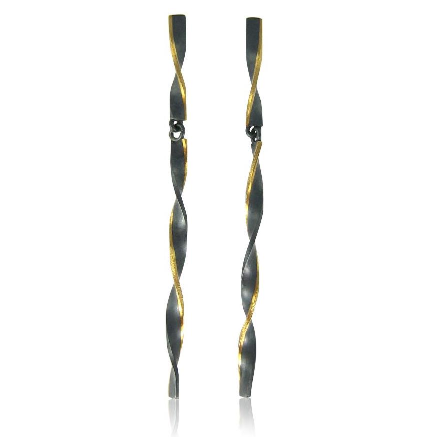 hinged twist earrings with 18k gold edge