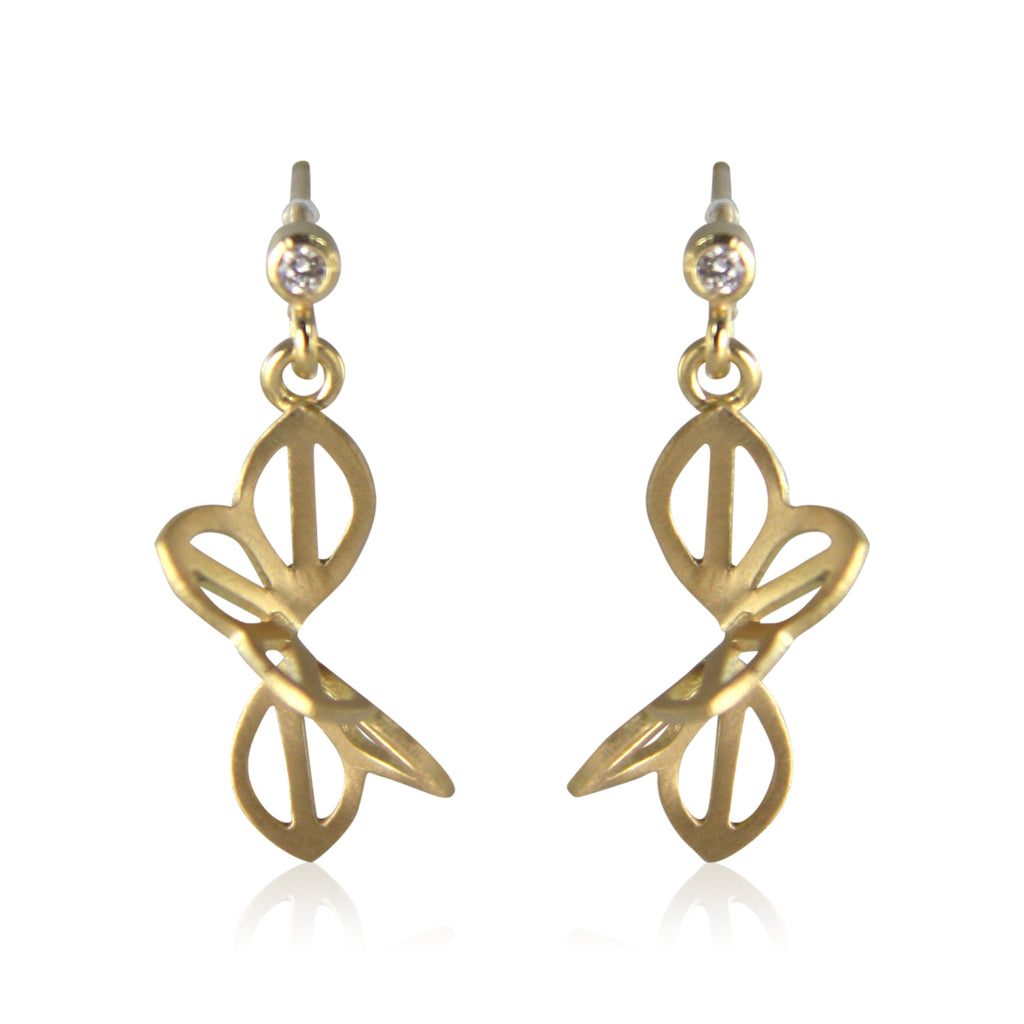 petite anise fold earrings in 18k gold with diamonds