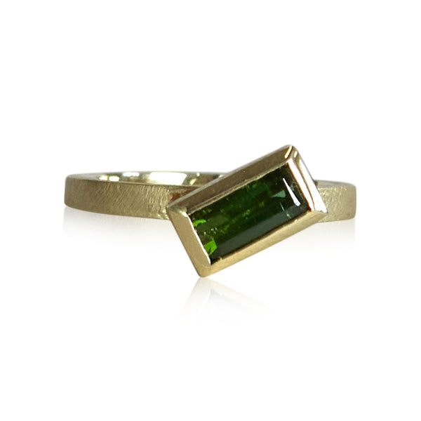 green tourmaline baguette with petite hyacinth stack