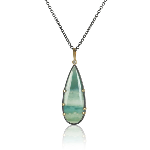 opalized wood pendant on white - front side shown