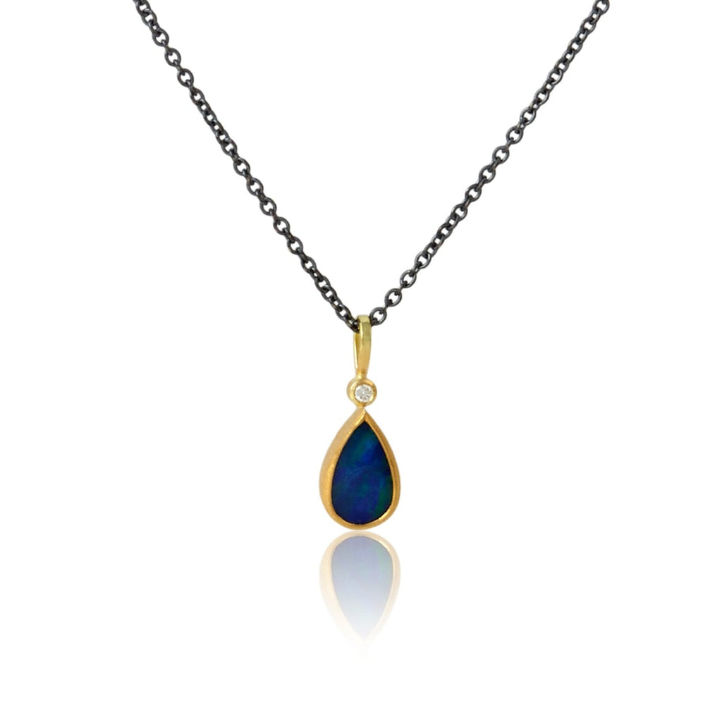 karin jacobson jewelry australian pear opal with diamond in 22k and 18k gold