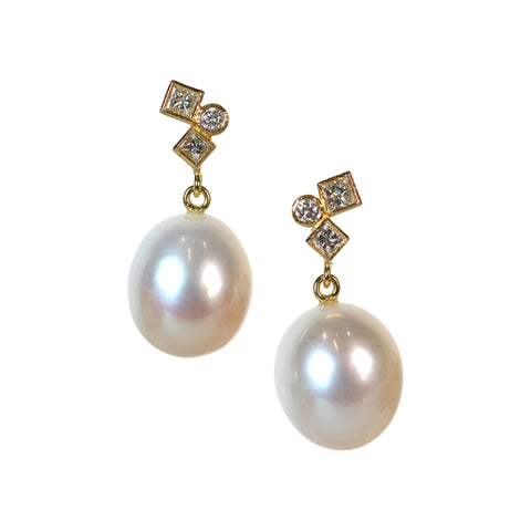pearl and diamond confetti earrings