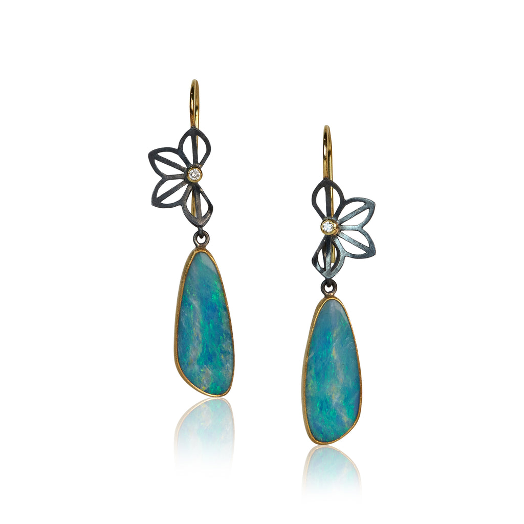unique origami inspired fine jewelry with recycled diamonds and australian opal doublets