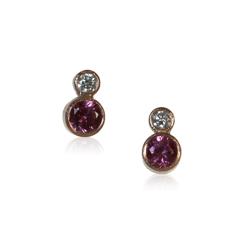garnet and diamond studs