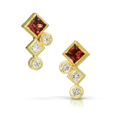 raja garnet & diamond confetti stud earrings