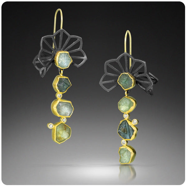 rough sapphire origami earrings