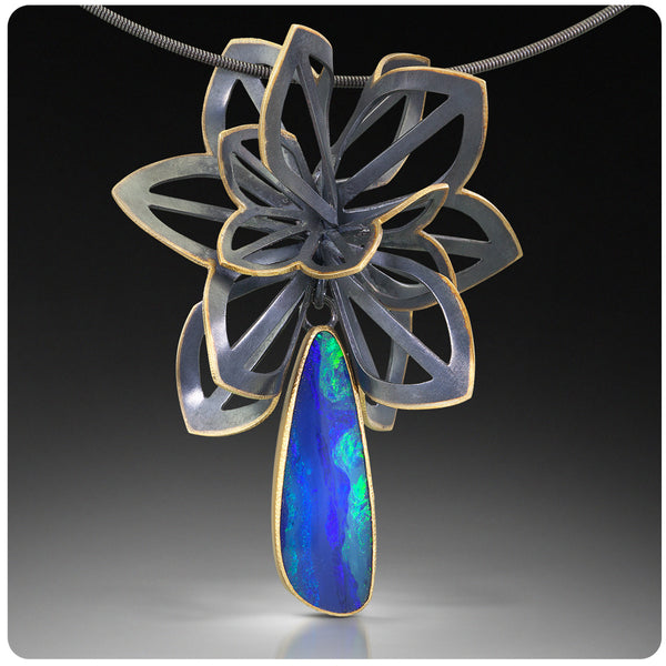 one of a kind opal origami necklace