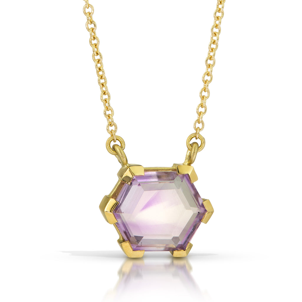karin jacobson jewelry amethyst hexagon pendant in fairmined 18k gold 