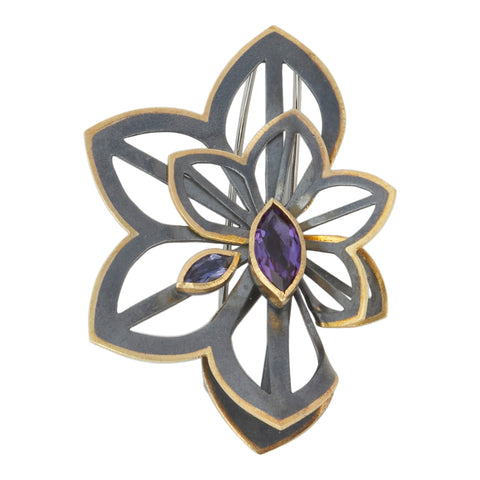 amethyst & iolite lapel pin