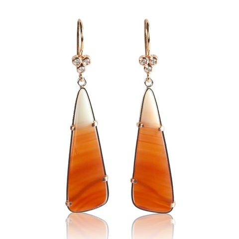 carnelian drops with diamond clusters