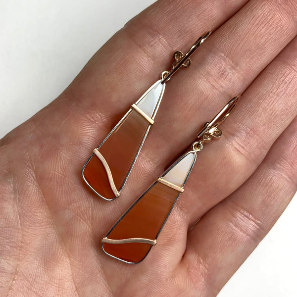 carnelian drops with diamond clusters
