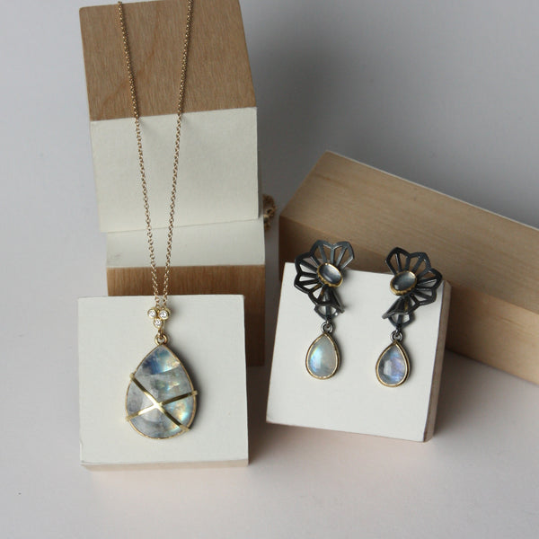 captured sky rainbow moonstone pendant