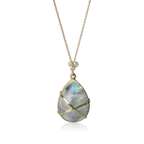 captured sky rainbow moonstone pendant