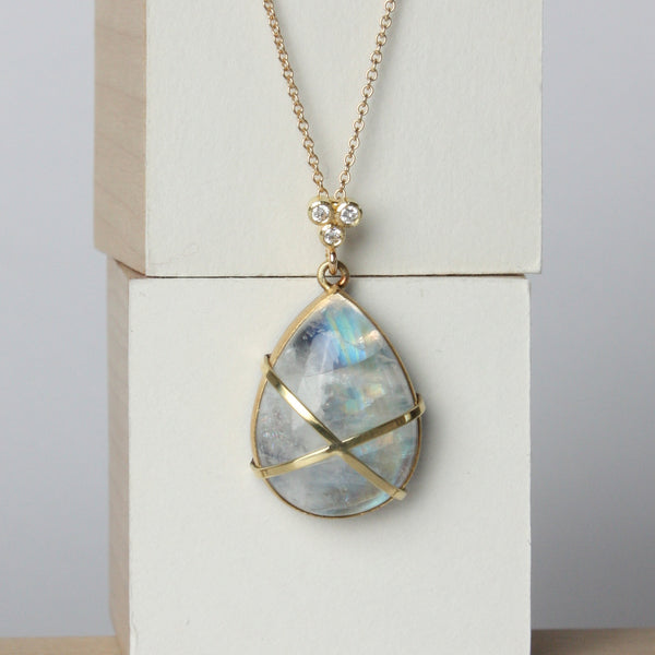 captured sky rainbow moonstone pendant