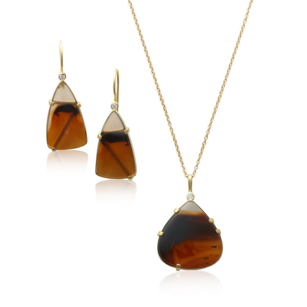 montana agate triangle drop earrings