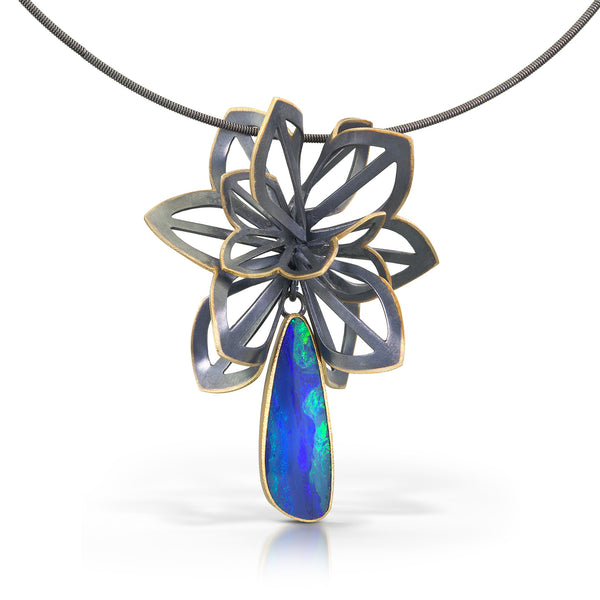 one of a kind opal origami necklace