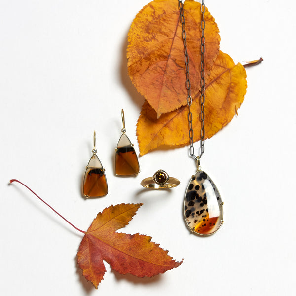 montana agate triangle drop earrings