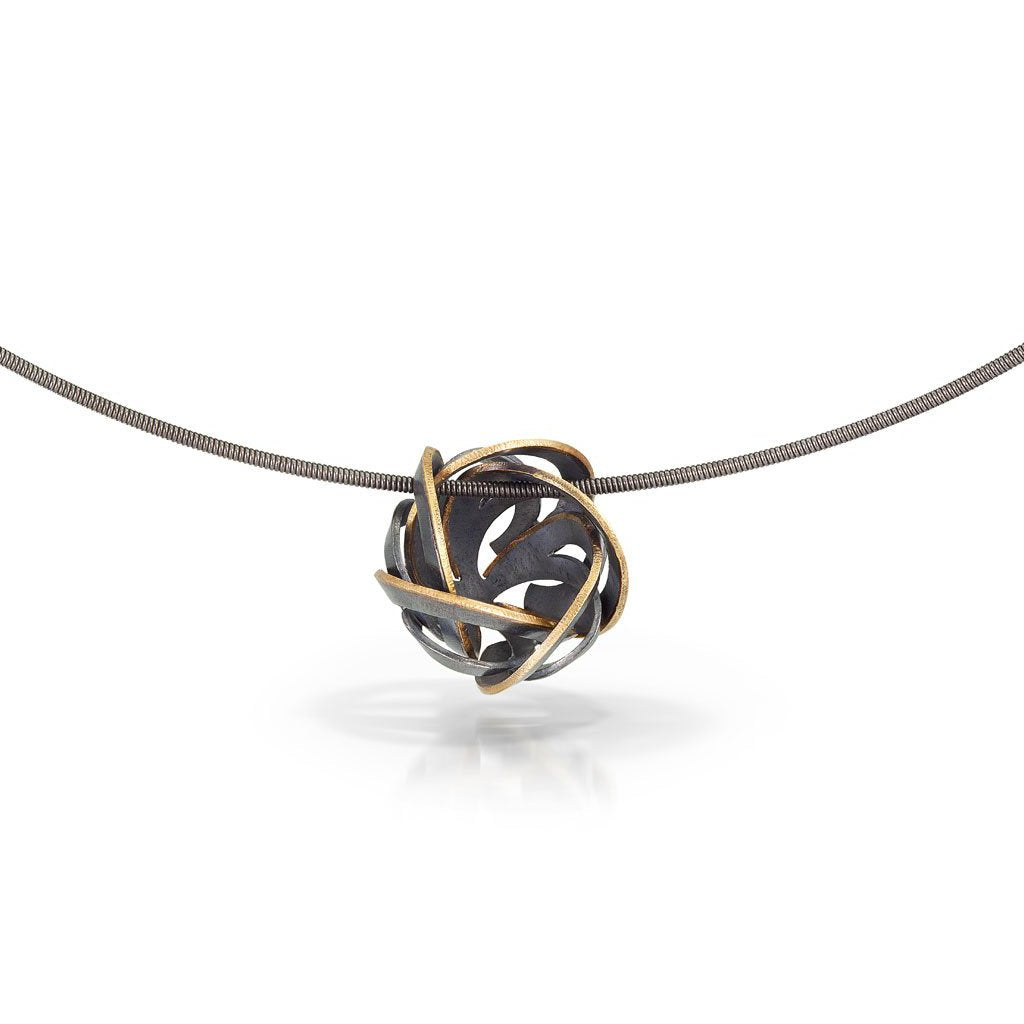 peony bud necklace with 18k yellow gold edge
