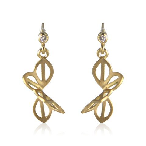 petite anise fold earrings in 18k gold with diamonds