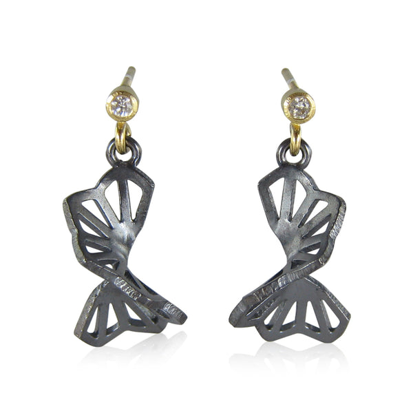 hyacinth fold earrings with diamond studs