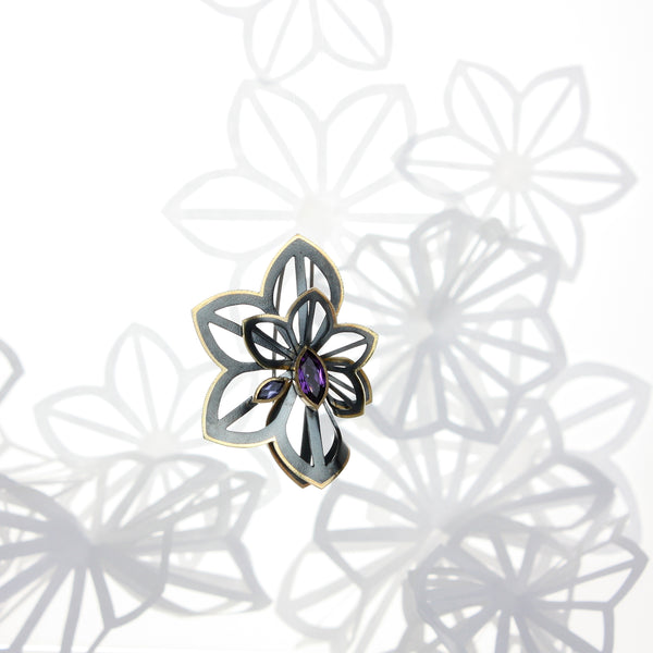 amethyst & iolite lapel pin