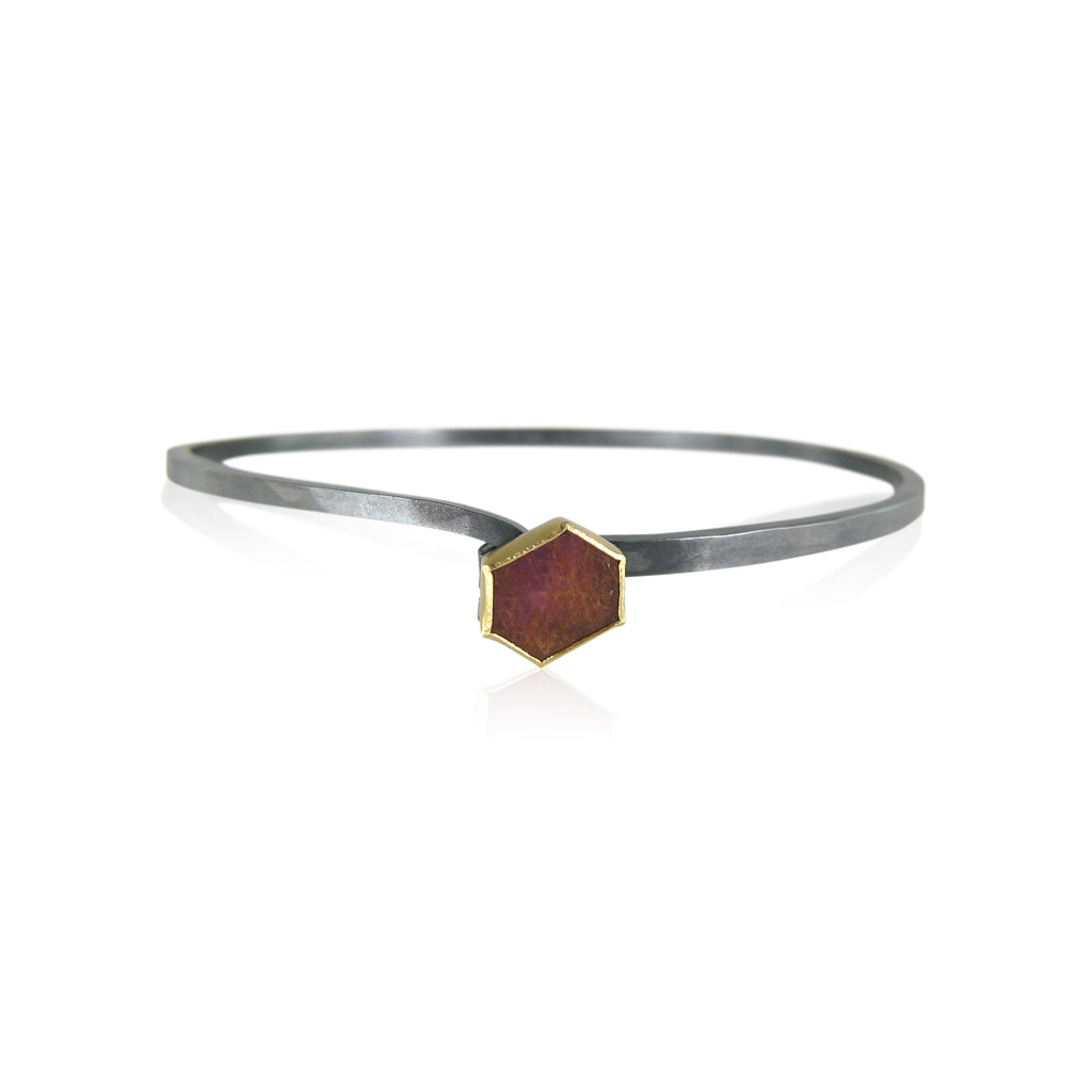 hook bracelet with hexagon shaped ruby