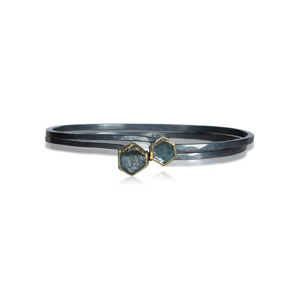 hook bracelet with rough montana sapphire