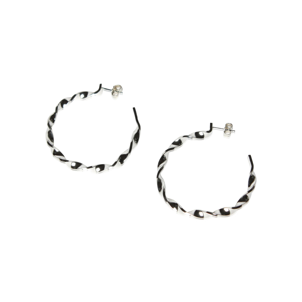 Hoop Earrings Women Sterling Silver Fancy Twist Hoop Creole Earrings - 30mm Diameter, 925 Silver, Nickel-Free (Made In Italy) Silver Hoops Hoop Earrings Women Sterling Silver Fancy Twist Hoop Creole Earrings - 30mm Diameter, 925 Silver, Nickel-Free (Made In Italy) Silver Hoops